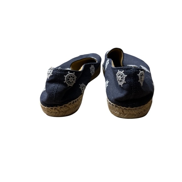 STUBBS & WOOTTON Nautical Espadrille Flats with Helm Design in Navy Blue Size 39 - Picture 4 of 6
